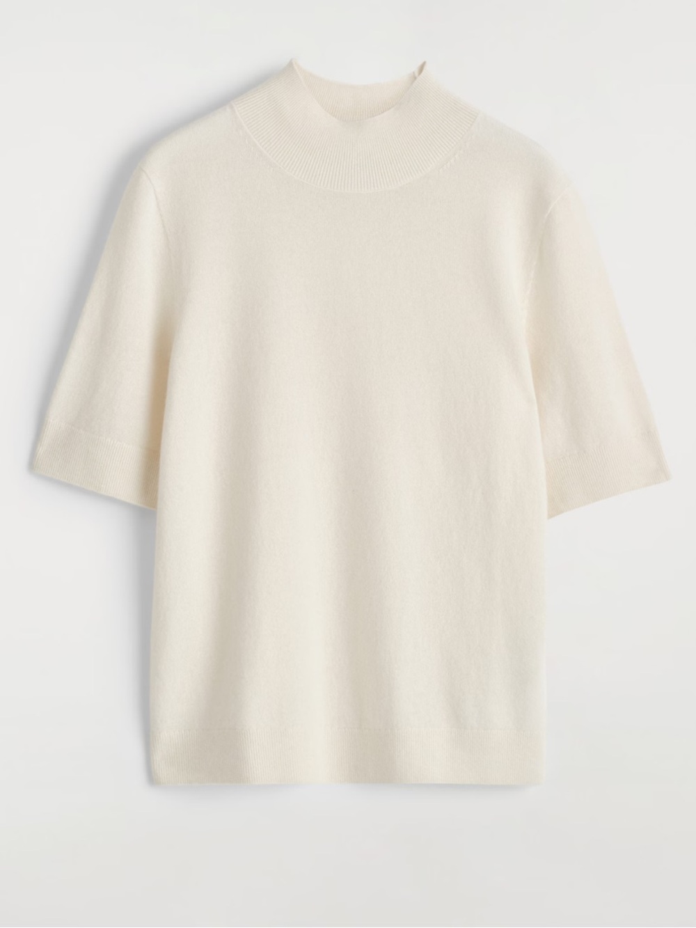 COS Cashmere Ivory Mock-Neck T-Shirt